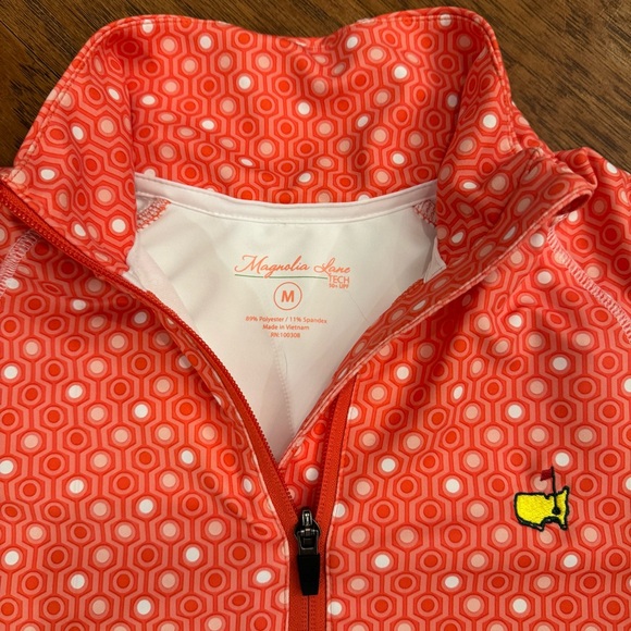 Masters Women Magnolia Lane Coral Patterned Golf Quarter-Zip Pullover UPF 50+ M - Picture 4 of 7